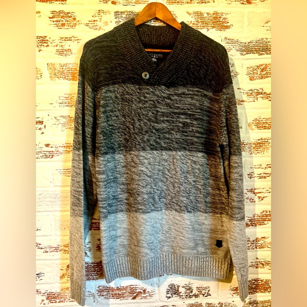 Trash Nouveau Knit Sweater Men’s Color Block Gray NWT Size L